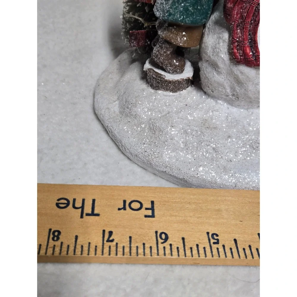 Christmas Snowman Children Lighted Winter Village Figurine Bottle Brush Trees
